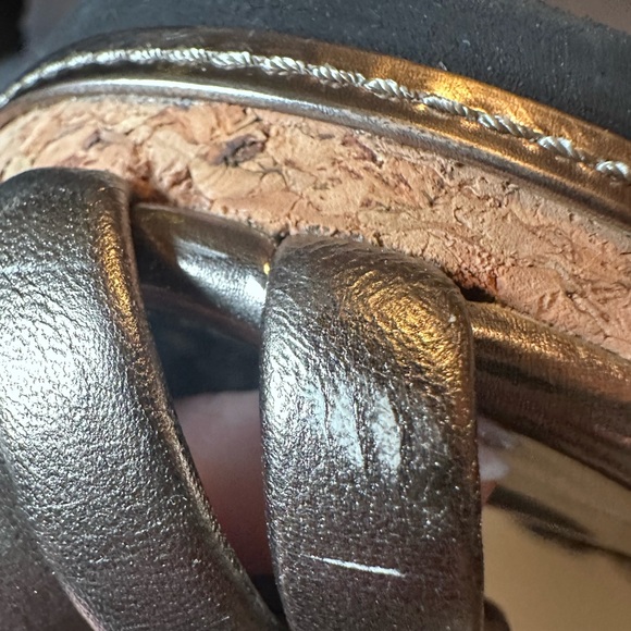 Jimmy Choo Metallic Bronze Wedge Sandals Made in Spain Size 35.5 / 5.5 - Picture 7 of 8